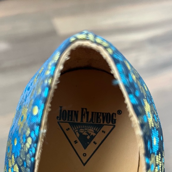 John Fluevog Biblio Barnett Blue & Green Floral Flat Mary Janes Size 9 - Picture 10 of 12